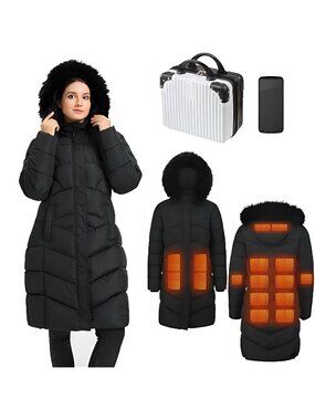Heated Jackets for Women with collar, Long Winter Coats for Women for Skiing